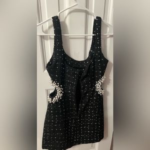 Zara twill black mini dress with side cut outs